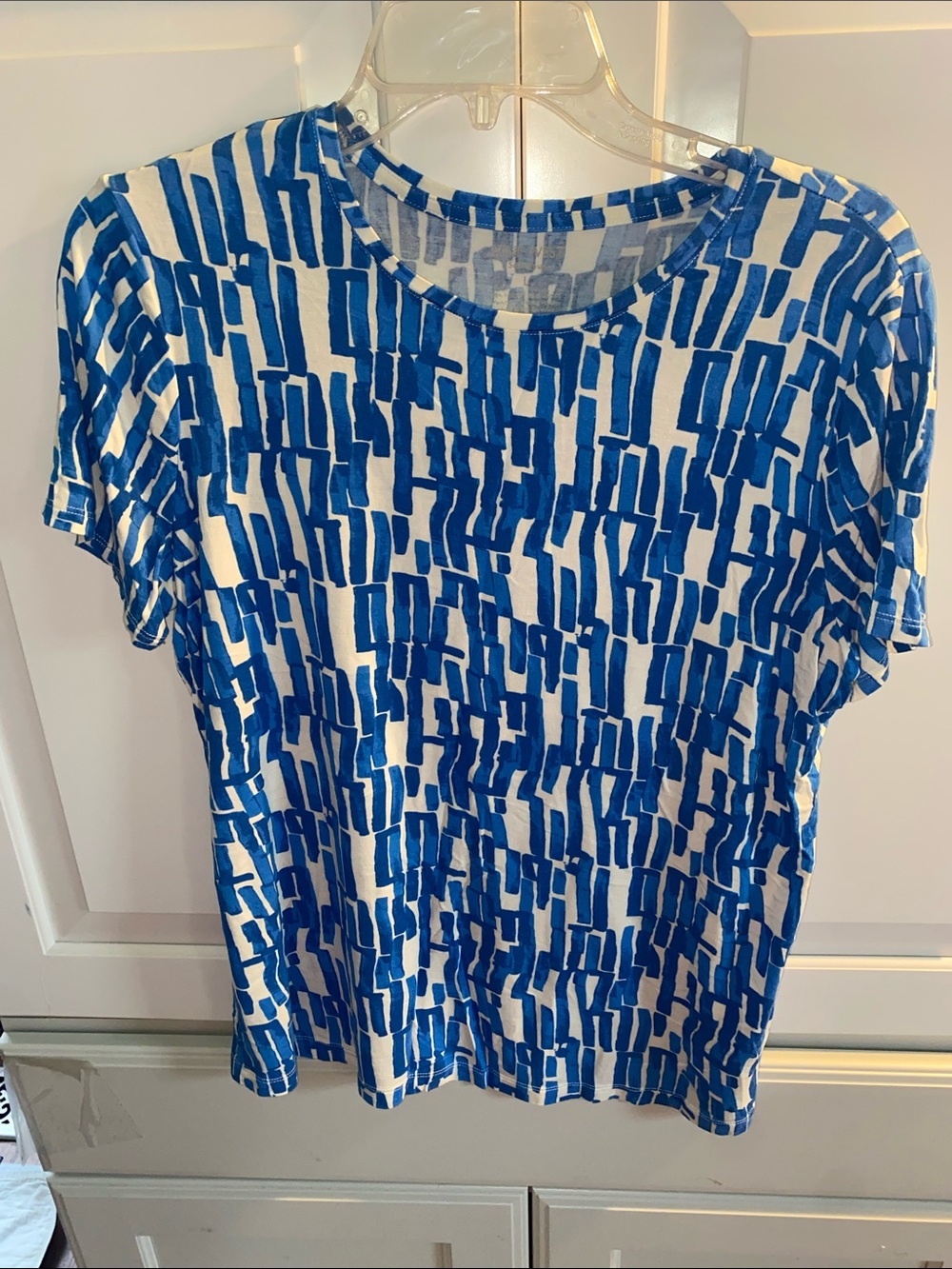 Nine West Blue and White Patterned Women's Tee